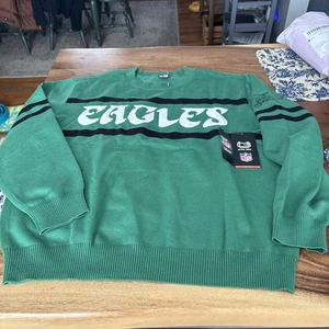 MENS Philadelphia Eagles  KELLY GREEN HEADCOACH CREWNECK Sweater XXL 2XL NWT - Picture 1 of 7