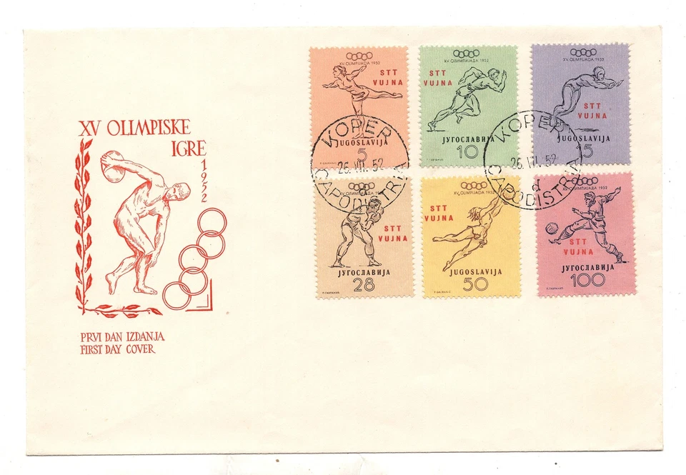 Trieste B - Helsinki Olympics No. 56/61 on FDC envelope - Image 1 of 1