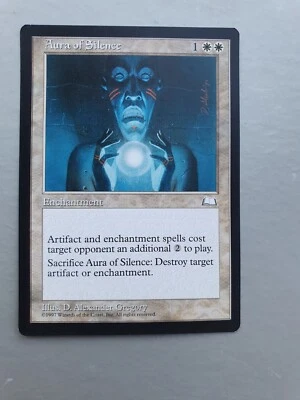 Aura of Silence, MTG Weatherlight (1997) Uncommon White Enchantment NM - Image 1 of 2