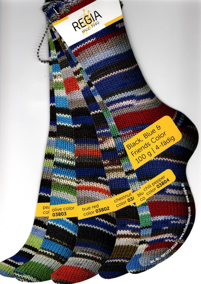 100g Regia 4-Fach " Black,Blue & Friends Color " Sockenwolle  von Schachenmayr  - Bild 1 von 1