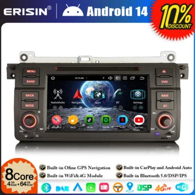 64GB Android 14 GPS Autoradio DVD für BMW 3er M3 E46 Rover 75 MG ZT BT 5.0 DAB+ - Bild 1 von 4