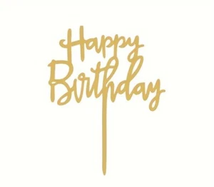 2PCS Cake Toppers Acrylic Heart ‘Happy Birthday’ Party Cupcake DIY Cake Insert  - Picture 1 of 3