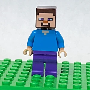 LEGO® Minifig Steve (min009) Purple Legs / Dark Azure Torso Minifigure - Picture 1 of 4
