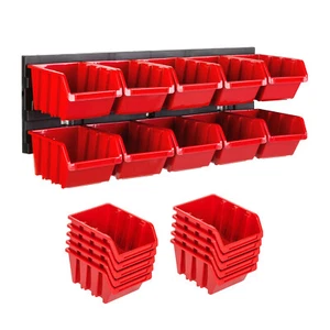Werkstatt Wandregal mit Boxen 39 x 13 cm Aufbewahrungsset für Kleinteile 10 Box - Bild 1 von 9