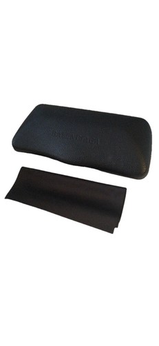 BALENCIAGA CUSTODIA OCCHIALI DA SOLE IN PELLE CON PANNO PER LA PULIZIA NERO NUOVO