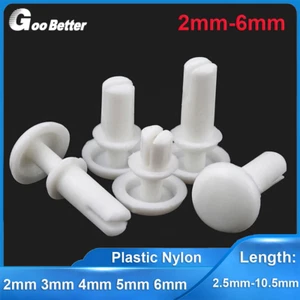 White Car Plastic Nylon Push Pin Rivet Trim Clips Fastener 2mm 3mm 4mm 5mm 6mm - Picture 1 of 11