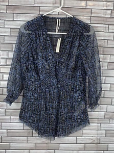 NWT Anthropologie Semi-Sheer Printed Blouse Size Small 3/4 Sleeve Boho - Picture 1 of 7