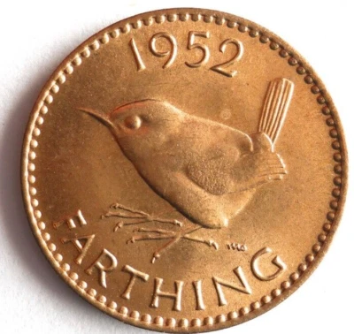 1952 GREAT BRITAIN FARTHING - AU/UNC RED - GREAT Coin - Free Ship - Farthing #3 - Image 1 of 2