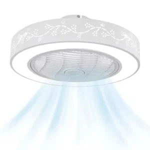OUKANING 21.65 in. Modern Flower Pattern Enclosed Round LED Indoor White Ceiling
