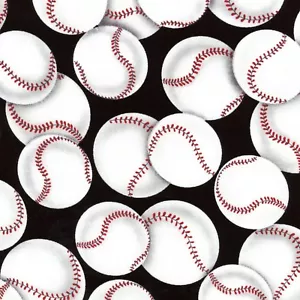 Palloni da baseball in tessuto gettato su TESSUTI cotone nero 1/4 iarda 625C1 - Foto 1 di 6