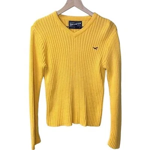 Women’s Vintage 𝅺Y2K Hollister yellow Surf Rib knit sweater - Picture 1 of 6