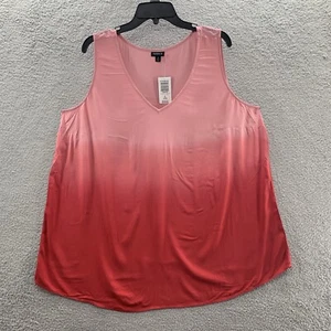 Torrid Women V-Neck Challis Sleeveless Top Blouse Ombre Blush Pink Red Size 2X - Picture 1 of 16