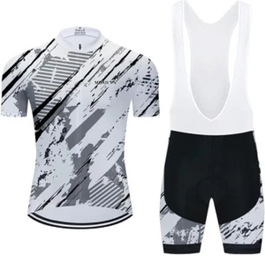 (USA Seller) Men's Cycling Short Sleeve Set Bicycle Shirt + Bib Set - Picture 1 of 4