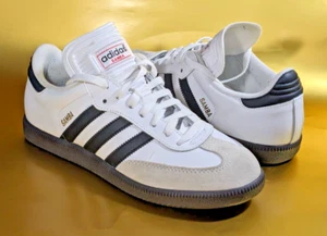 Adidas Samba Classic Mens Size 8 Shoes White Black Leather Sneakers - Great - Imagen 1 de 11
