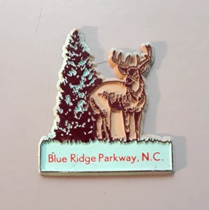 Vintage Rubber Refrigerator Fridge Magnet Blue Ridge Parkway N.C. Tree Buck Deer - Picture 1 of 3