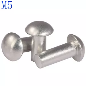 M5 5 mm cabeza de botón de sartén remaches de aluminio liso sujetadores de tuerca inserto de tuerca - Imagen 1 de 4