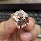 Garnet Ring 925 Sterling Silver Spinner Ring Mediation Handmade Ring DE08
