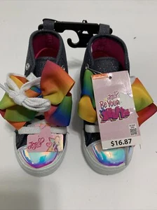 NUEVOS Zapatos de mezclilla Jojo Siwa arco iris Prendas para el torso alto Zapatos Talla 10 - Imagen 1 de 3
