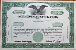 Commonwealth Stock Fund 1951 Specimen Stock Certificate - Picture 1 of 1