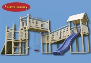 Kletterturm Spielturm mit Schaukel und Rutsche 3 Türme Klettergerüst ROBIN - Bild 1 von 12