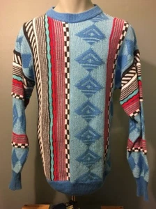 Vtg 80s 90s Cosby Biggie Sweater Cotton Blend 3D Retro Ugly Holiday Party Mens M - Picture 1 of 8