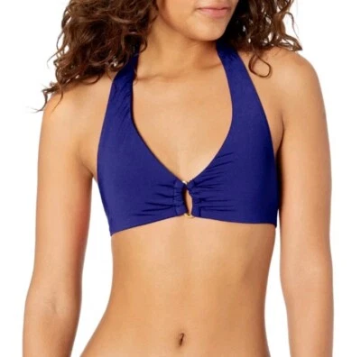 Blue Trina Turk Women Standard Getaway Solids Ring-Front Halter Bikini Top Sz 6 - Image 1 of 4