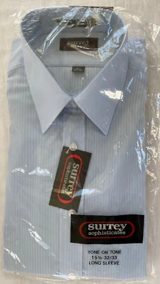 Camisa Hombre Surrey Sophisticates Manga L Talla 15 1/2 32/33 Azul Tono Sobre Tono Foto 1 de 4