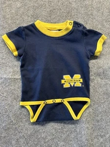Kid Sports Inc University of Michigan Go Blue Baby 3-6 One Piece Snap Body Suit - Picture 1 of 8