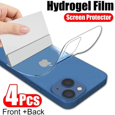 4Pcs Protector De Pantalla Película Hidrogel For iPhone X 12 13 14 15 16 Pro MAX - Image 1 of 4