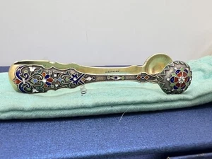 Tiffany & Co Russian Gilt Silver Cloisonné Enamel Sugar Tongs - Picture 1 of 16