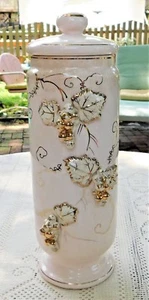 VINTAGE 1950er DECKEL PORZELLAN 10,25" HOHES GLAS - ROSA MIT GOLDAKZENTEN - JAPAN - Bild 1 von 7