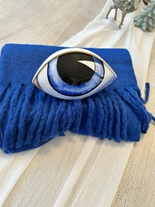 Large Ceramic Blue Eye Statue Sculpture Decor With Scarf Gift Set - Picture 1 of 10