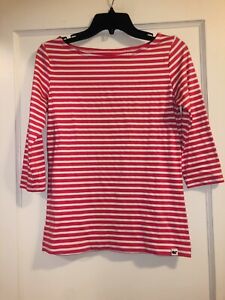 Vineyard Vines Pink White Striped Boat Neck 3/4 Sleeve Knit Shirt Women’s XS