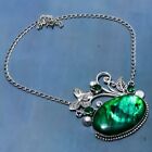 Green Labradorite, Diopside Gemstone 925 Sterling Silver Necklace 18" Gifts u535