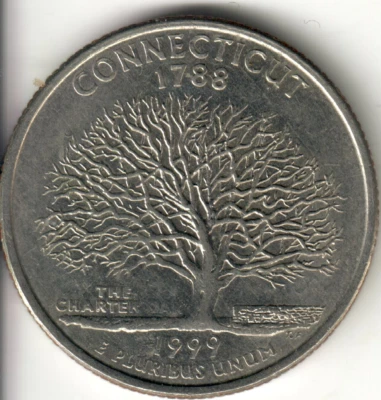 USA - 1999D - Washington ¼ Dollar - Connecticut - Missing Oak - #10360 - Image 1 of 2