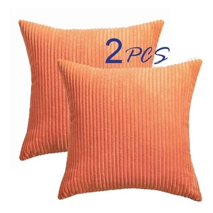 Clearance! Set of 2 Pillow Cases 45 x45cm Soft Corduroy Cushion Cover- Orange - Picture 1 of 3