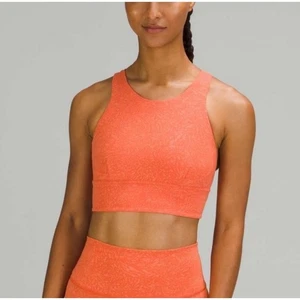 Lululemon Wunder Train Long Line Emboss Bra Size 14 Coral Orange NWT - Picture 1 of 6
