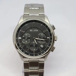 RELOJ HOMBRE BULOVA PLATA CRONÓGRAFO ESFERA NEGRA JMB-77 - Imagen 1 de 13
