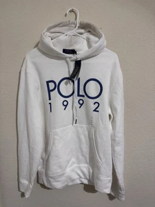 Polo Ralph Lauren '92 Sudadera con Capucha Talla M Blanco Algodón Polar Sudadera Dañada - Imagen 1 de 7