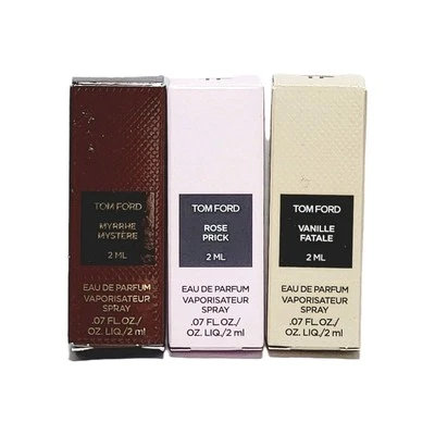 Muestras de Tom Ford: Myrrhe Mystere Rose Prick Vanille Fatale Eau De Parfum Muestras Foto 1 de 2
