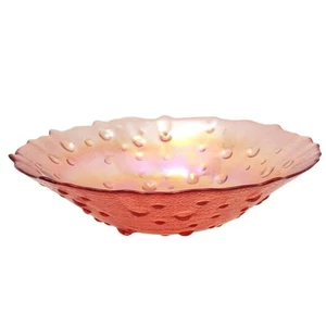 Vtg Bowl Cranberry Carnival Iridescent Glass Bubble - Picture 1 of 12