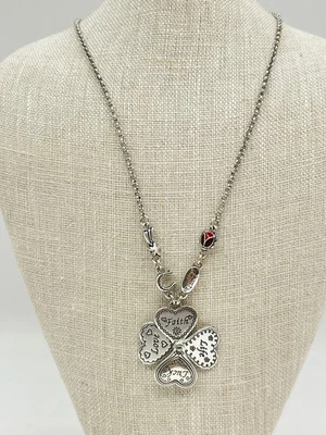 Брайтон новый с Ярлыками Lucky Clover серебро покрытием ожерелье 16-18,5» сердце подвески - Изображение 1 из 4