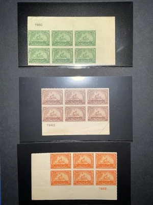 US Revenue Stamps #RB20, #RB21, #RB22 MNH P# Blocks of 6! CV$450.00+ - Image 1 of 4