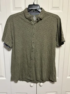 Kuhl, Born In The Mountains, Short Sleeve Button Up, Green w/Leaf Print, Large - Picture 1 of 9