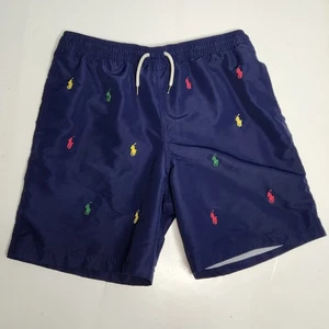 Polo Ralph Lauren Boys XL 18-20 Traveler Swim Trunk Navy Pony All Over Embroided - Picture 1 of 9