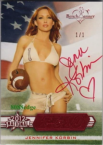 2012 BENCHWARMER NATIONAL 1st & 10 AUTO: JENNIFER KORBIN #1/1 OF ONE AUTOGRAPH - Bild 1 von 9
