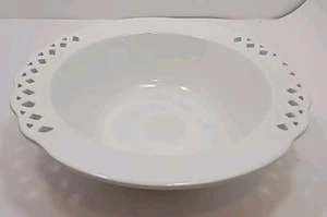 Pier 1 Imports 11 3/4" White Open Lace Rim Serving Bowl Made In Italy - Picture 1 of 12