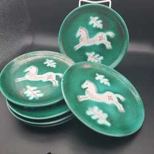 Vintage Set (6) JW Co. John Wanamaker Pferd Keramik Teller handbemalt Italien  - Bild 1 von 11