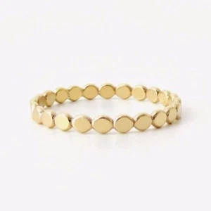 14 Karat Gold Filled Ring, Goldring, flacher Perlenring, Goldperlenring, Gold Stapelring - Bild 1 von 4
