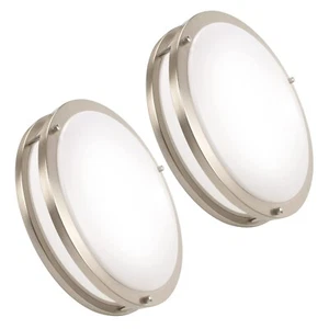 Modern 13" LED Flush Mount Ceiling Light Pair With Adjustable Brightness & 40000 - Picture 1 of 8